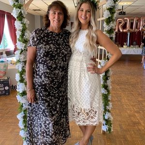 White lace midi dress